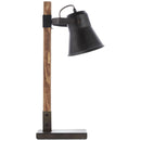 BRILLIANT Lampe, Decca Tischleuchte schwarz stahl, 1x A60, E27, 10W, Holz aus nachhaltiger Waldwirtschaft (FSC)