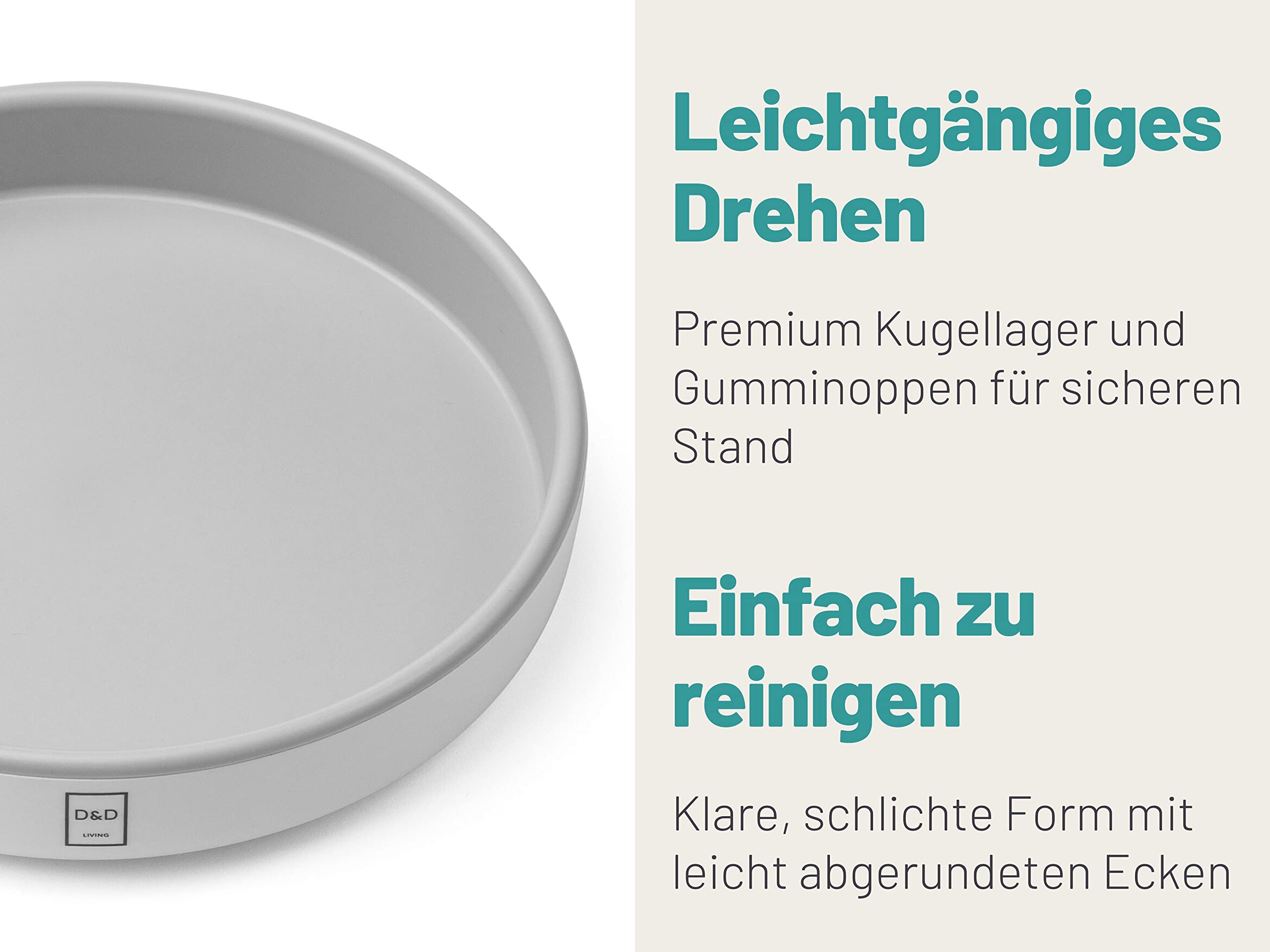 D&D Living® Drehteller Ø 25 cm - Küche & Kühlschrank Organizer drehbar | Lazy Susan Gewürzregal mit verstärktem Kunststoff | Rondell mit leiser Drehung