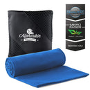 Alphaskin® Premium Fitness Handtuch Set | Mikrofaser Handtücher mit praktischer Tasche für Sport, Fitnessstudio und Reisen | saugfähig | schnelltrocknend | antibakteriell | ultra leicht | 50cm x 100cm (blau)