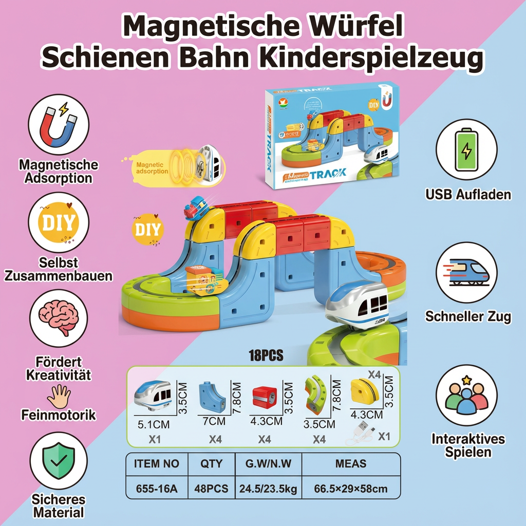 Rebolet | Magnetische Würfel Bahn Bau Spielzeug