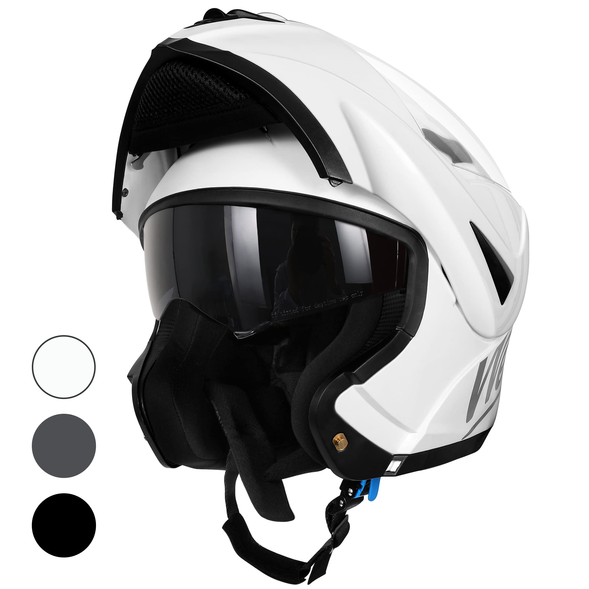 Westt Motorradhelm Herren Damen Integralhelm Klapphelm Flip-up Motorrad Jethelm Chopper Mofa Moped Roller Modular Helm Motorrad ECE DOT Zertifiziert, weiß, XL (61-62 cm)