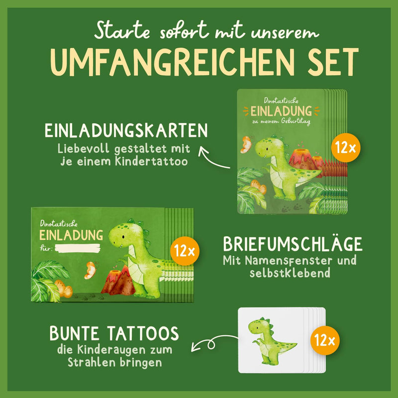 Famifidus 12x Einladungskarten Kindergeburtstag mit Kindertattoos I Einladungskarten Geburtstag in verschiedenen Motiven I Einladungskarten Kindergeburtstag Mädchen & Jungen (Einhörner)