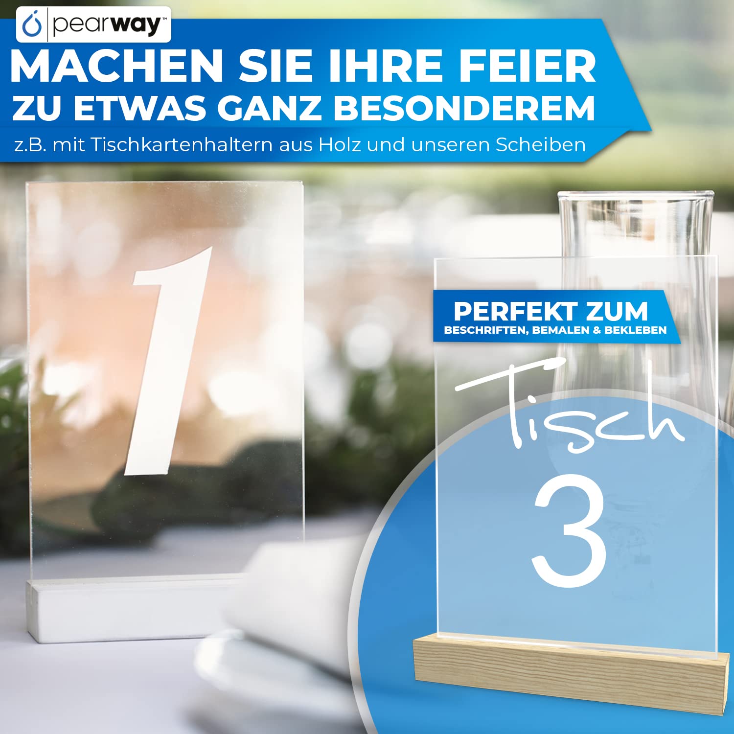 PEARWAY™ Profi Set ultra klare Acrylglas Platten [10er Set] I 20x25cm (8x10 Zoll) I transparente Acrylglas Platte I Glas zum Bemalen I Plexiglas 1mm I ideal für Modellbau oder Tischaufsteller