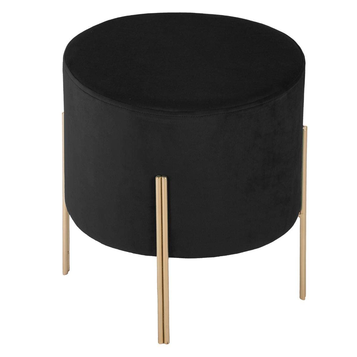 Hocker Living schwarz - Samt - Schwarz - Atmosphera créateur d'intérieur