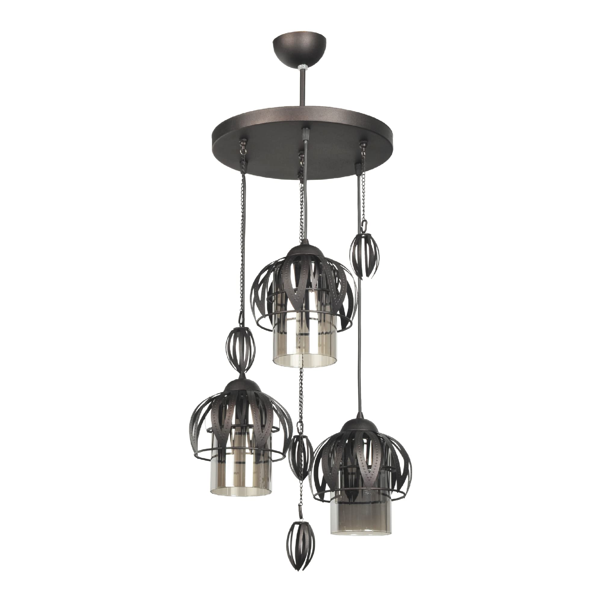 lux.pro Hängeleuchte Oakham Pendelleuchte Deckenlampe in Schwarz aus Metall und Glas Hängelampe moderner Stil für Wohnzimmer, Esszimmer 3-flammig E27