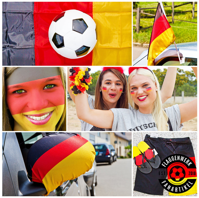 Deutschland Fanartikel Fußball WM 2018 | hochwertiges 2er Set Autofahne | Autoflagge mit extra stabiler Halterung