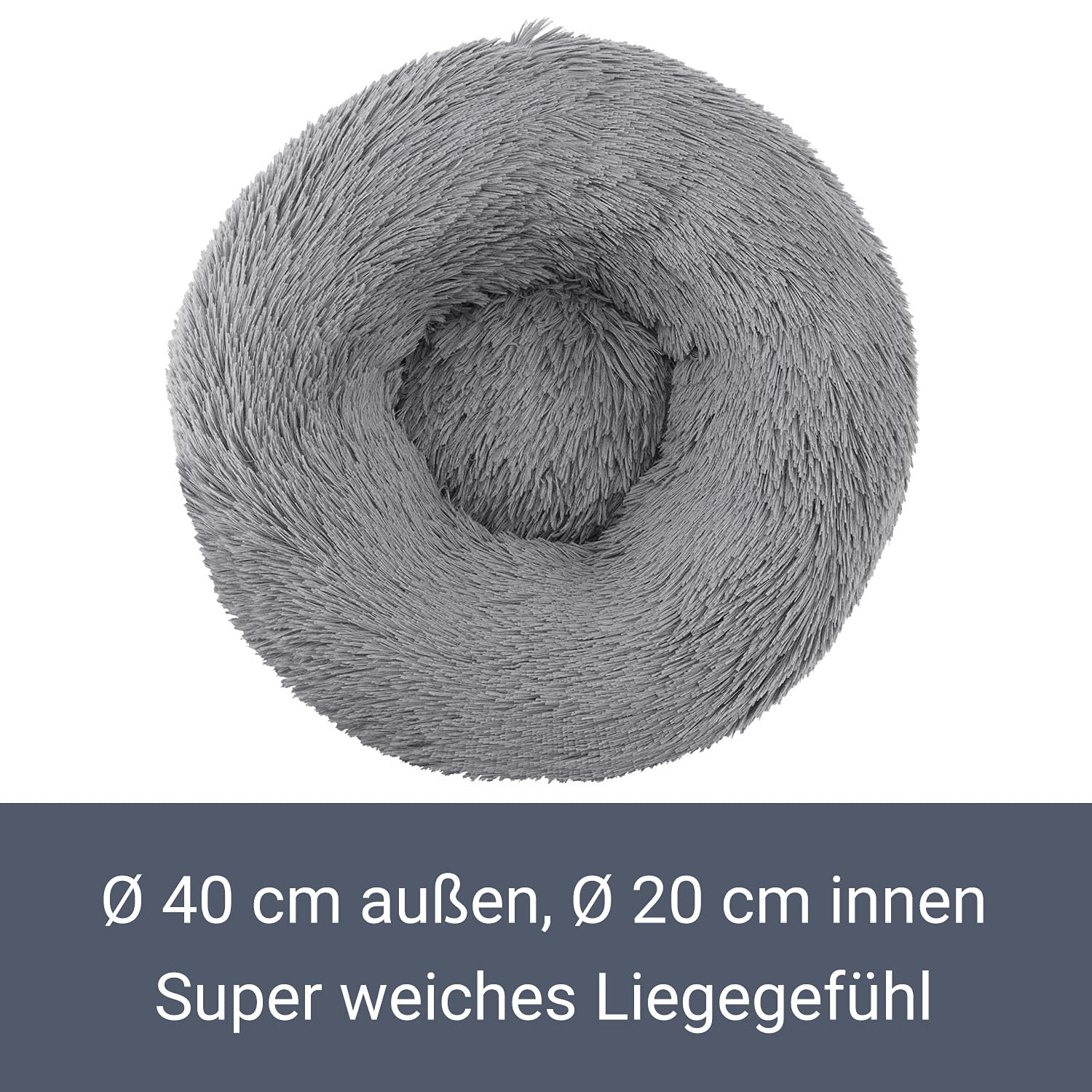 Juskys Haustierbett Monty XS 40 cm rund Donut flauschig, rutschfest & waschbar - Hunde & Katzen Hellgrau Hundebett Katzenbett Hundesofa Hundecouch