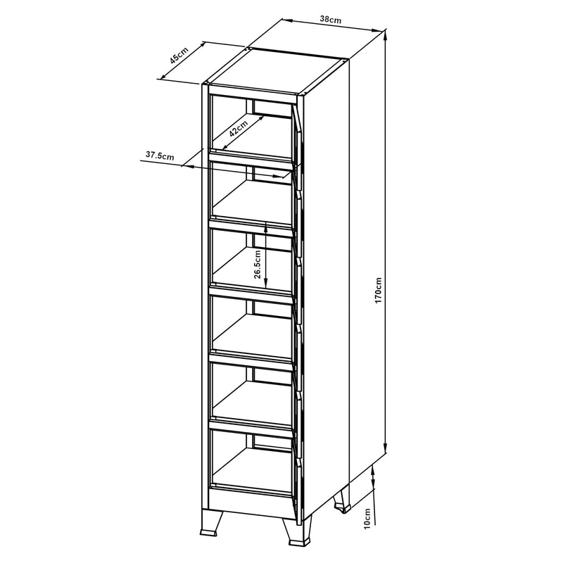 [en.casa] Metallschrank Joroinen mit 6 Türen abschließbarer Stahlschrank Schließfachschrank Spind Werkstatt Umkleideschrank Aufbewahrungsschrank 180 x 38 x 45 cm Grau