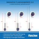 FLASCHOX Premium Flaschenbürste 3er Set I Verbessertes Konzept 2023 I Reinigungsbürste kratzerfrei reinigender Wollkopf I Flaschenreiniger Glasflasche I 3X Glasbürste versch. Größe