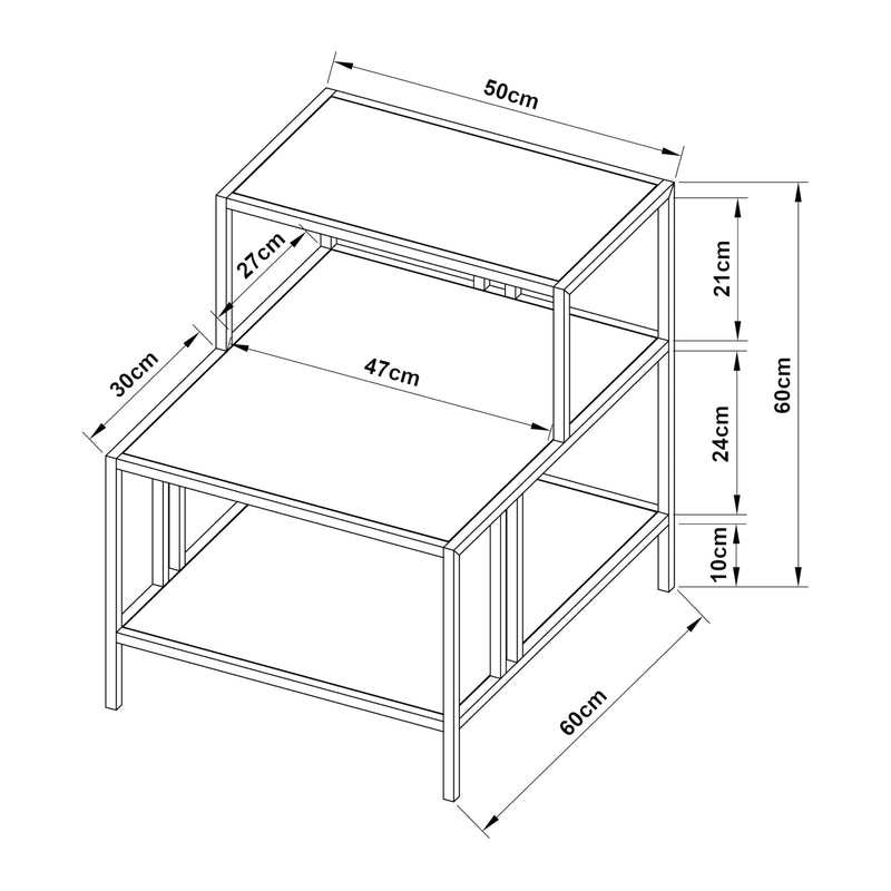 [en.casa] Beistelltisch Kumlinge Sofatisch mit 3 Ablagen Wohnzimmertisch Leiterförmiger Couchtisch Minimalistisches Design 50x60x60 cm für Wohn-und Schlafzimmer Büro Eingangsbereich Weiß