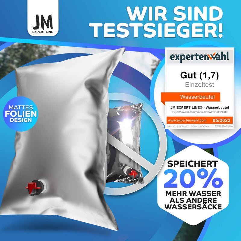 JM EXPERT LINE® Reißfestes Wasserbeutel-Set 30 Liter [10St.] I 20% mehr Volumen für sicheren Trinkwasser-Notvorrat I 100% Auslaufsicherer Wasserbehälter I BPA-freier Wassersack für den Notfall…