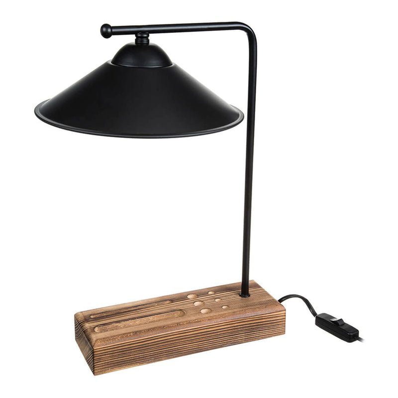 lux.pro Tischleuchte Folkestone Tischlampe Beistelllampe Wohnzimmerlampe Lampenschirm für Arbeitszimmer E27 1-flammig aus Massivholz mit Handyhalter Metall Schwarz/Holz