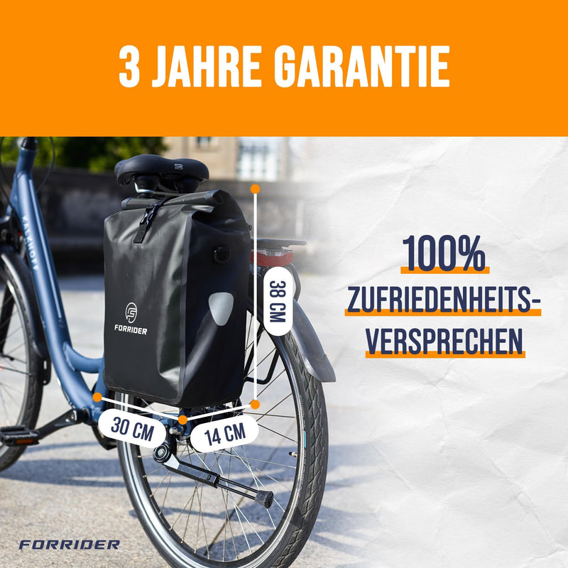 Forrider Fahrradtasche Wasserdicht für Gepäckträger [22L Volumen] mit Schultergurt | Gepäckträgertasche | Einzel | Fahrrad Tasche Packtasche hält an jedem Gepäckträger