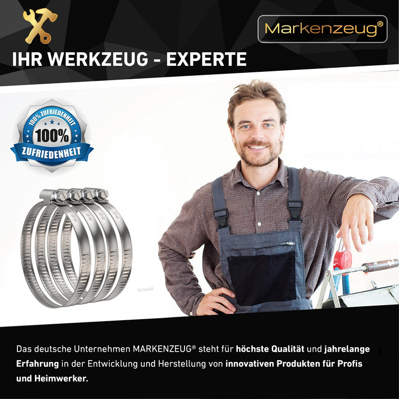 MARKENZEUG Premium Schlauchschellen Set I Edelstahl-Schlauchschellen I Rohrschellen I Schraubschellen rostfrei I Für Waschmaschine & Pool oder Auto I 16-27mm Durchmesser I 10er Set