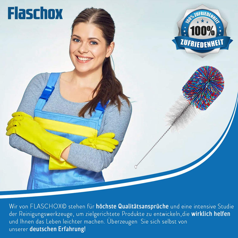 FLASCHOX Premium Flaschenbürste 3er Set I Verbessertes Konzept 2023 I Reinigungsbürste kratzerfrei reinigender Wollkopf I Flaschenreiniger Glasflasche I 3X Glasbürste versch. Größe