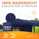 Kronenburg Faltpavillon wasserdicht Pavillon mit 3 Seitenteilen, Gartenzelt, 3x6 m - mit UV Schutz 50+, Blau