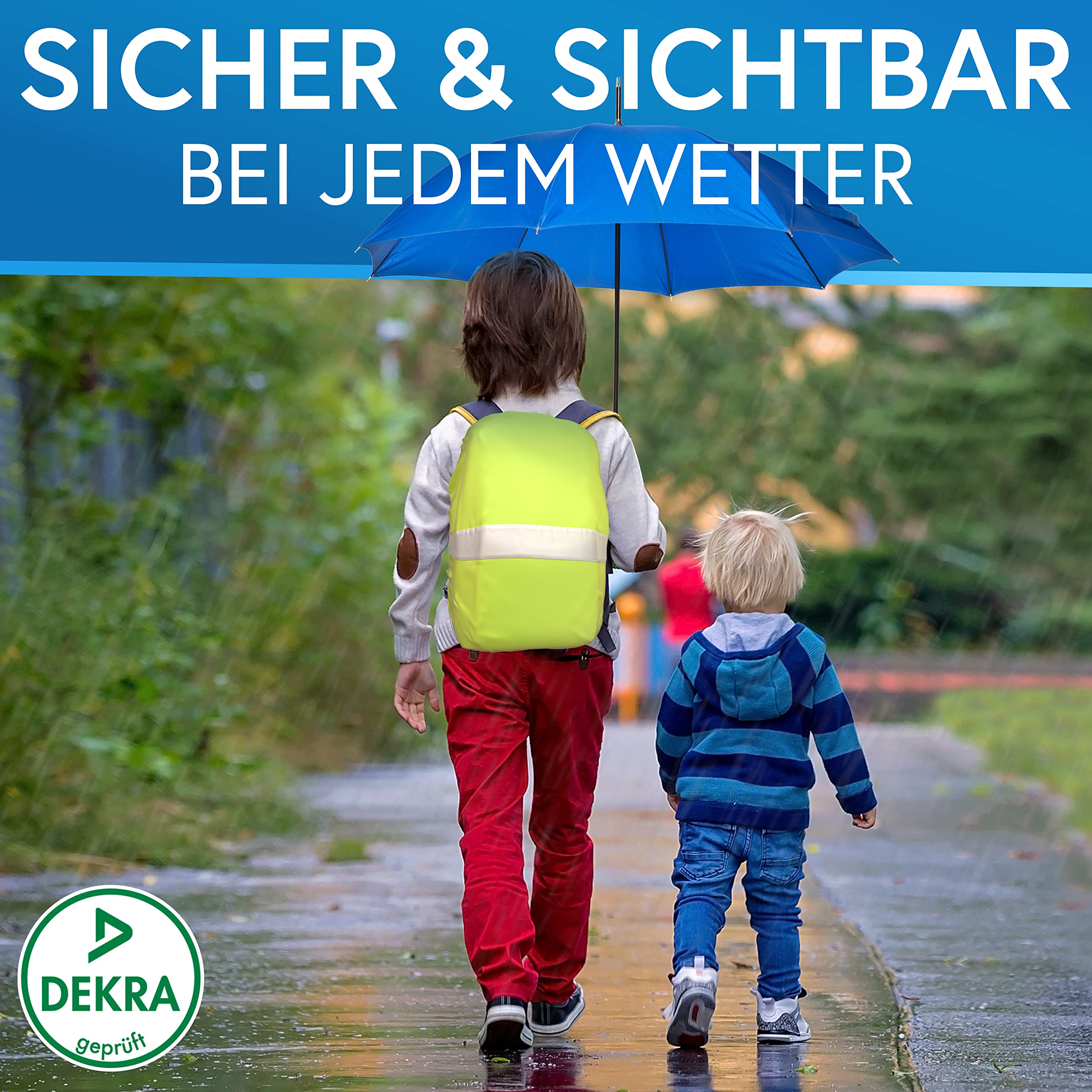 Nextcover® NEU Universeller Regenschutz für Rucksack & Schulranzen [AquaShield] I 100% Wasserdichter Rucksack Regenschutz für effektiven Schutz vor Nässe I Rucksack Überzug Reflektierend I Regenhülle