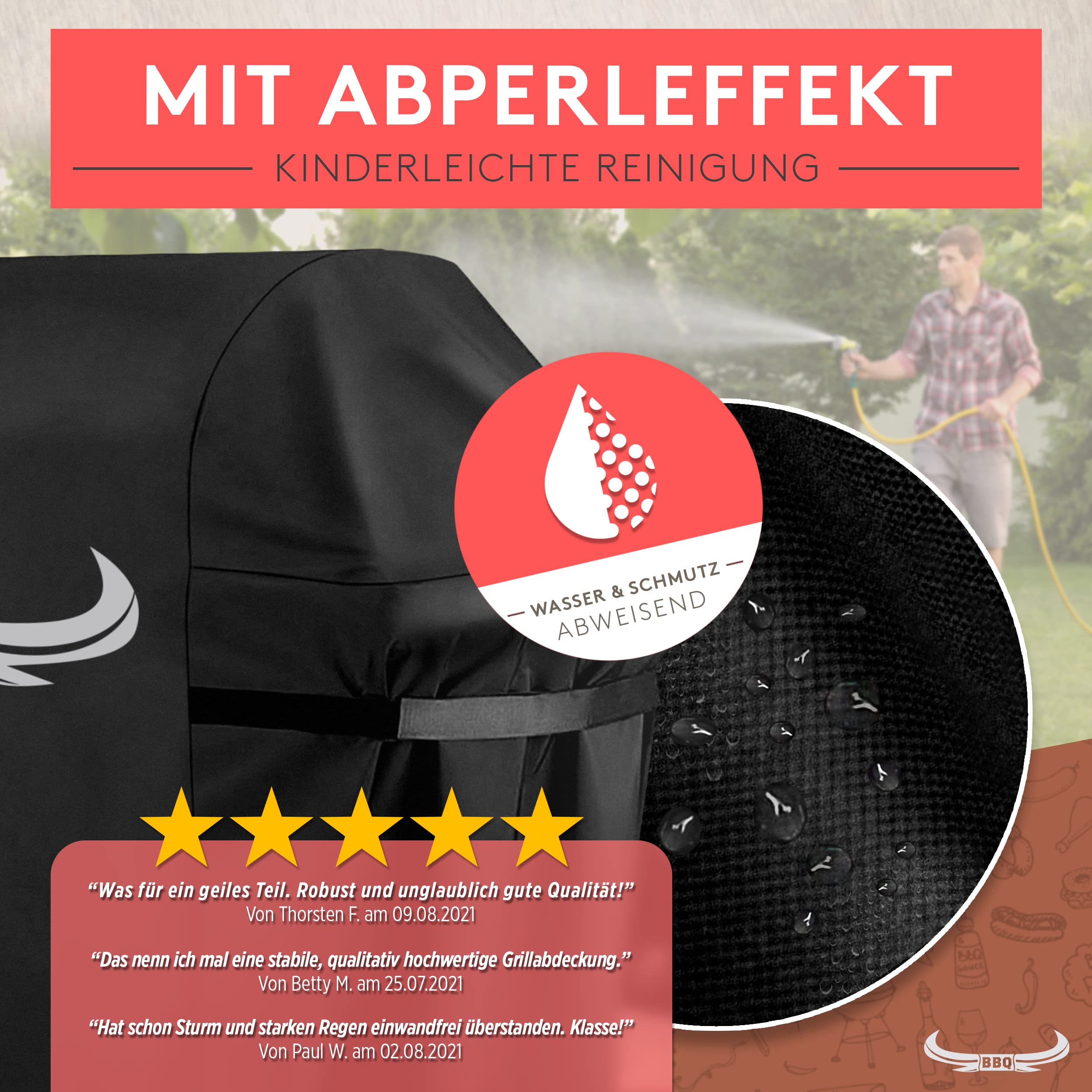 BBQ - Universelle Grillabdeckung [122cm x 61cm x 147cm] - Innovative - wetterfest und wasserdicht [100%] - Abdeckhaube Gasgrill - Abdeckplane Grill