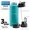 Trinkflasche Edelstahl ACTIVE FLASK + Strohhalm (3 Deckel) BPA-frei, Auslaufsicher, Kohlensäure geeignet - Wasserflasche Fahrrad Thermosflasche Isoliert Isolierflasche Sport Wasser Flasche Kinder Tee