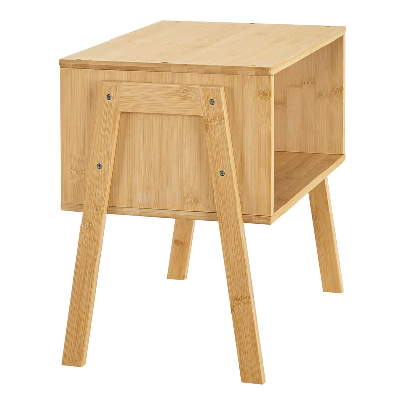 [en.casa] Nachttischset Vinderup Beistelltisch 2er Set mit Beinen Nachtkommode mit offenem Ablagefach stabelbar Bambus 42 x 43,5 x 29 cm