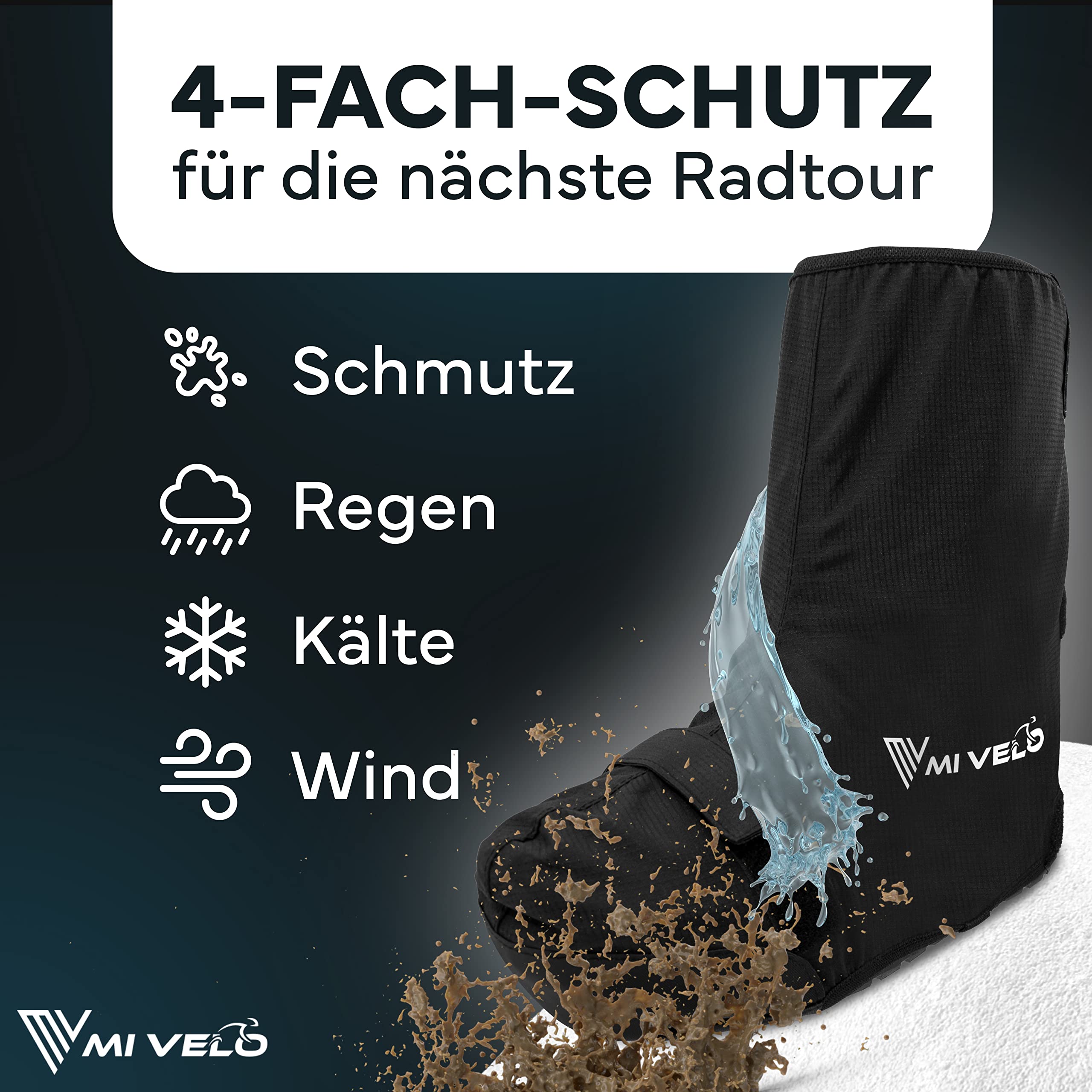 MIVELO Überschuhe Fahrrad I Regenschutz Schuhe reflektierend, wasserdicht, Winddicht & schmutzabweisend I Schuhüberzieher Fahrrad (40-43, Schwarz)