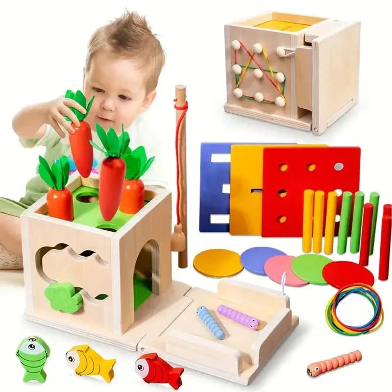 Rebolet | 8-in-1 Montessori Spielbox für Babys - Fördert Entwicklung und Kreativität