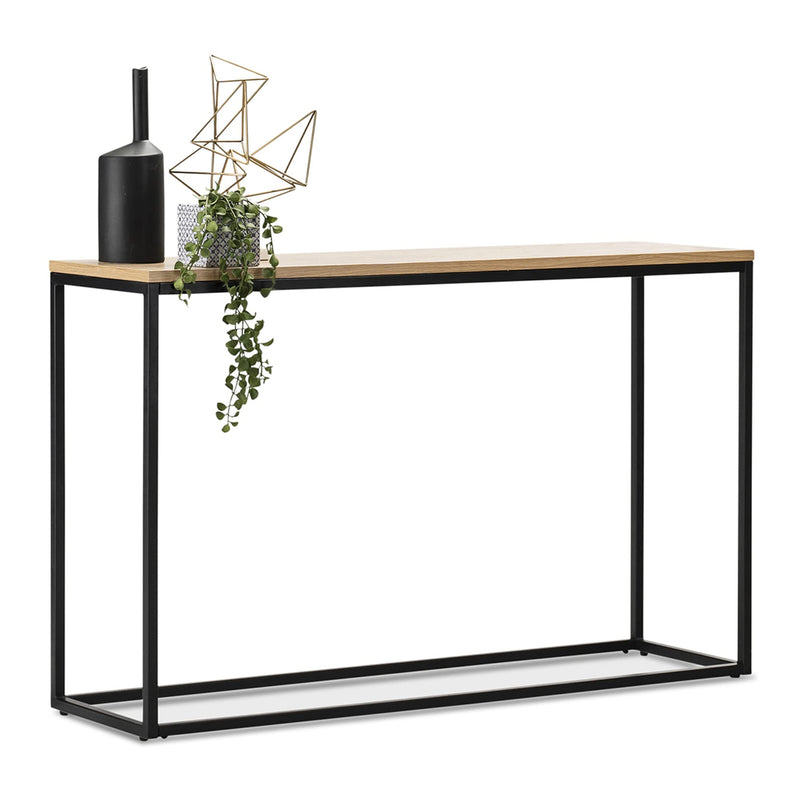 [en.casa] Konsolentisch Kittilä Sideboard 80 x 100 x 30 cm Flurtisch Beistelltisch Büro Wohnzimmer Industrial Schwarz/Holzoptik