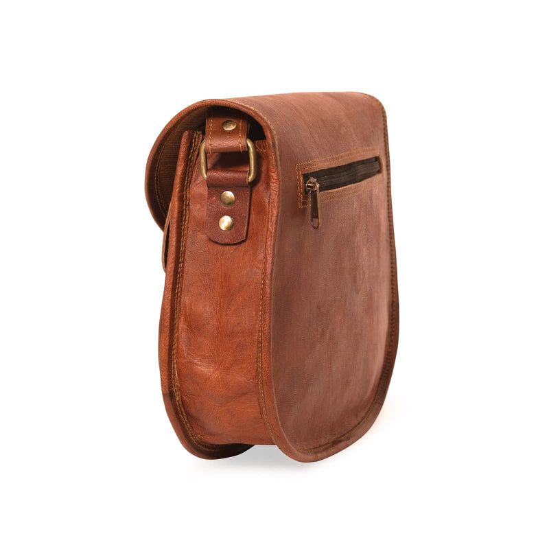 Leather Lane 'Felicia' Handtasche Echtes Leder Vintage Umhängetasche für Damen Retro Design Ledertasche Schultertasche Naturleder Braun L