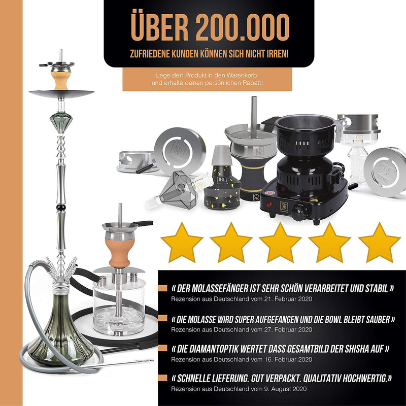 Shisha Kopf mit Kaminaufsatz – weißer Shisha Tonkopf mit innovativem Kopfaufsatz & Tabaksieb, Universal Mehrloch Shishakopf Set für jede Shisha (perfekt mit Alufolie) inkl. E-Book