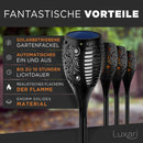 Luxari Gartenfackel Solar − 4x Realistisches Solar Fackeln für außen flackernd − Wasserdichte Solar Gartenleuchte − Automatische Solarlampen für außen Garten - Solar Gartenfackel Solarleuchten Garten