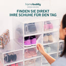 HomeBuddy Schuhbox - 12 Schuhboxen Stapelbar - Stabile Schuhaufbewahrung - Schuhboxen Stapelbar Transparent mit Rückseitiger Lüftung - Transparenter Schuhorganizer mit Bambuskohle-Desodorierer