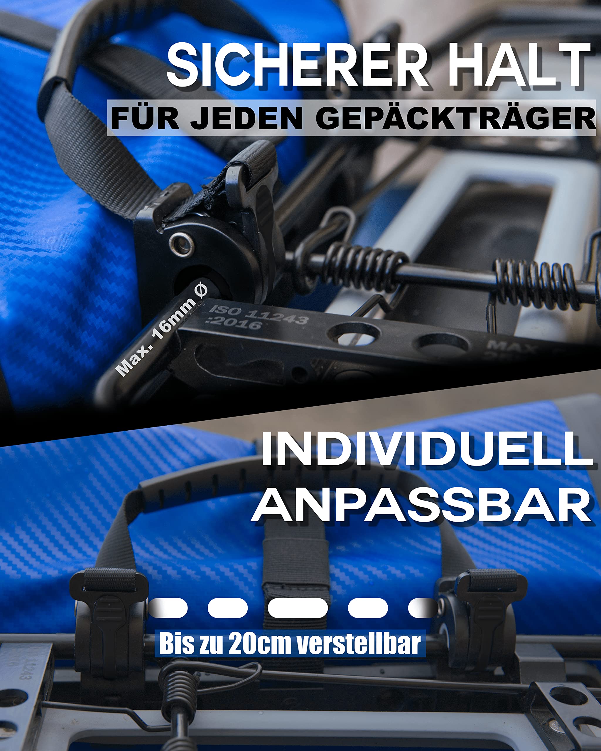 MIVELO 2in1 Fahrradtasche für Gepäckträger Gepäckträgertasche 100% wasserdicht Fahrrad Tasche für Gepäckträger (Blau-Carbon, 22L)