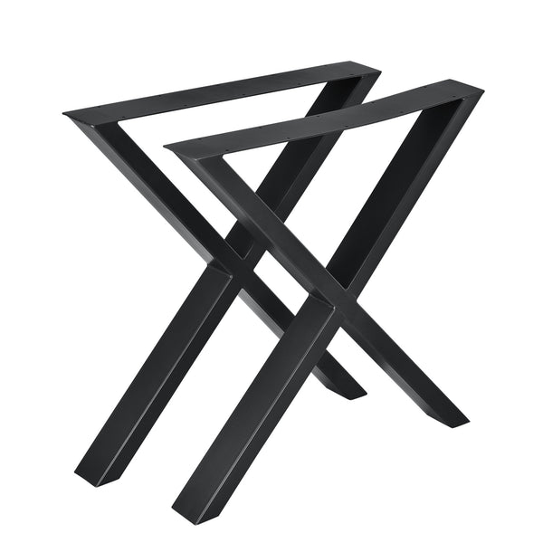 [en.casa] Tischgestell Greith 2er-Set X-Form Tischbeine Tischkufen aus pulverbeschichtetem Stahl für Esstisch, Schreibtisch Schwarz 69 x 72 cm