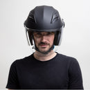 Westt Jethelm mit Visier & Sonnenblende Motorradhelm Herren Damen Rollerhelm Mopedhelm Mofa Chopper Helm Motorrad Halbhelm Open-Face-Helm Pilotenhelm ECE DOT Zertifiziert, matt schwarz, L (57-58 cm)