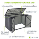 Juskys 3er Mülltonnenbox Namur 3 x 120 Liter Tonnen - 2m² - 2 Türen - Metall Mülltonnenverkleidung Müllbox Müllhaus Aufbewahrungsbox