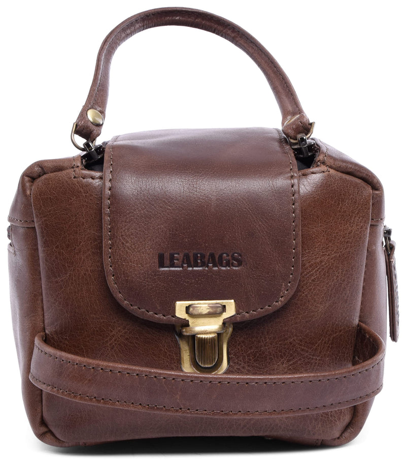 LEABAGS großer Leder Premium Kulturbeutel Damen & Herren I Kulturtasche für Männer & Frauen I Geräumige Kosmetiktasche I Wachtasche I Beauty Case I Waschbeutel I Vintage Cognac