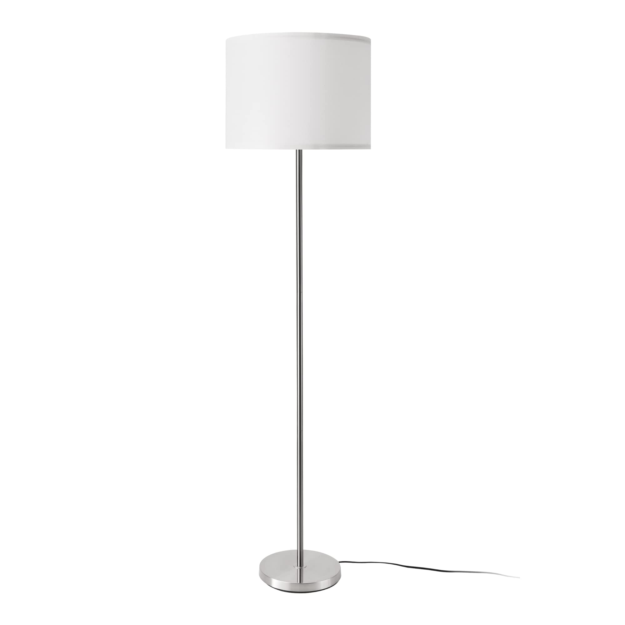 lux.pro Stehleuchte Tamworth Wohnzimmerleuchte Bodenlampe mit Fußschalter Schirm aus Textil weiß-silber 161 cm hoch