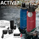 Trinkflasche Edelstahl ACTIVE FLASK + Strohhalm (3 Deckel) BPA-frei, Auslaufsicher, Kohlensäure geeignet - Wasserflasche Fahrrad Thermosflasche Isoliert Isolierflasche Sport Wasser Flasche Kinder Tee