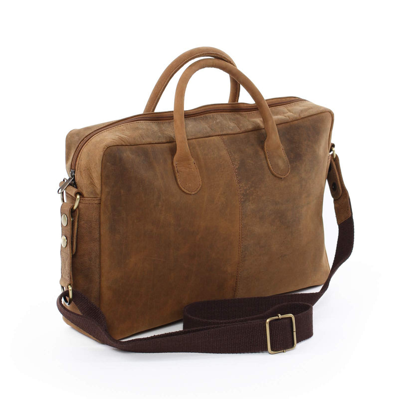 NAMA 'Adrian' Aktentasche Büffel Leder Messenger Bag Vintage Business Tasche Umhängetasche Oxford Laptoptasche Schultertasche Notebooktasche Echtes Leder Braun