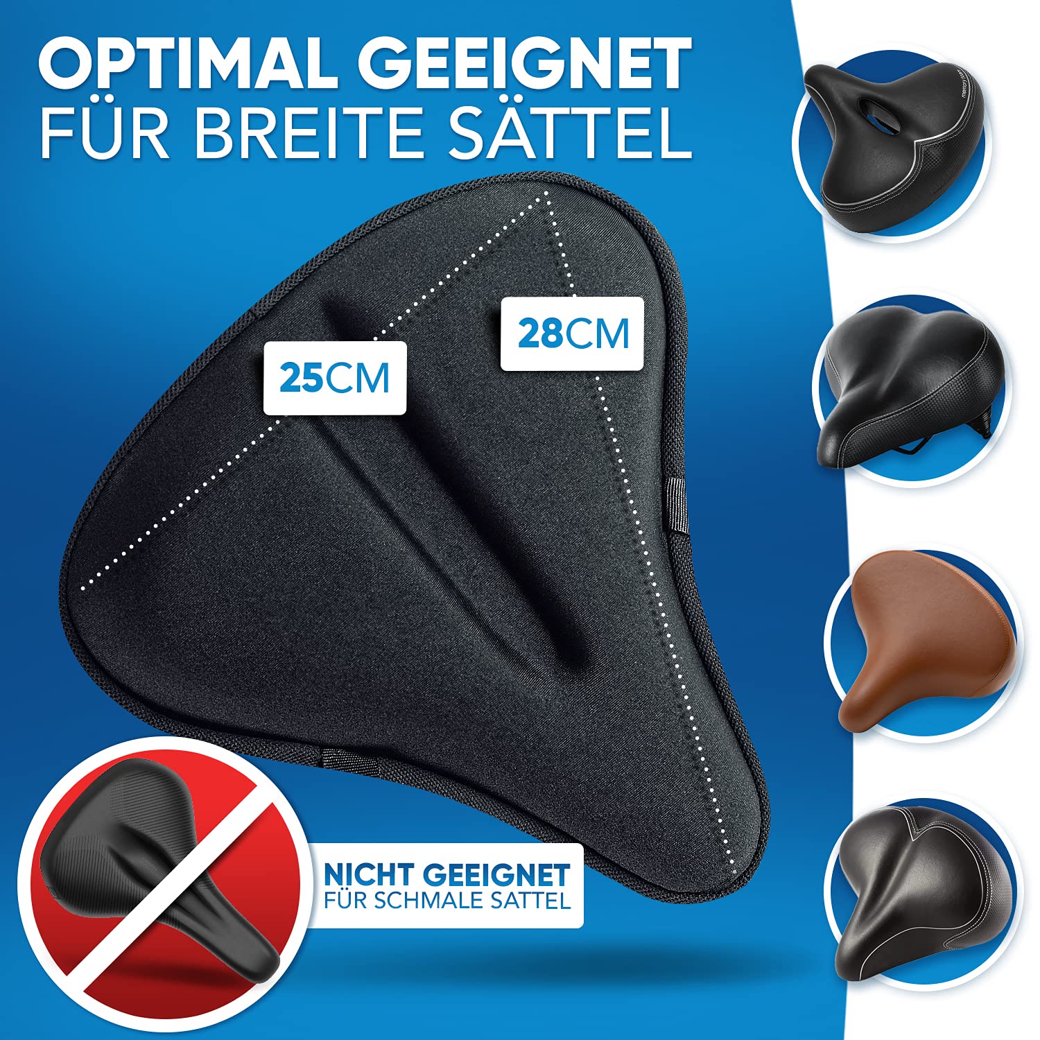 Nextcover NEU Universal Gel Sattelbezug Fahrrad inkl. Regenschutz [Memory-Foam] I Fahrradsattel Überzug mit mehrschichtigem Polster I Sattelschutz Fahrradsitz für Damen & Herren