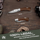 Wolfgangs VIRUM Zweihand-Klappmesser - Ein echter Gentlemen Folder mit hochwertigem Wurzelholz Griff - Taschenmesser Holzgriff - Edles Survival Outdoor Messer - Zweihandmesser inkl. Echt-Leder Tasche