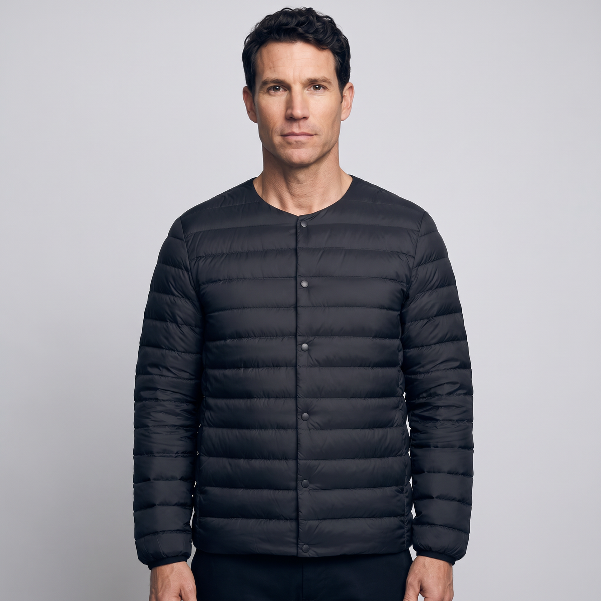 Herren Daunenjacke wandelbar – V-Ausschnitt, gesteppt, leicht