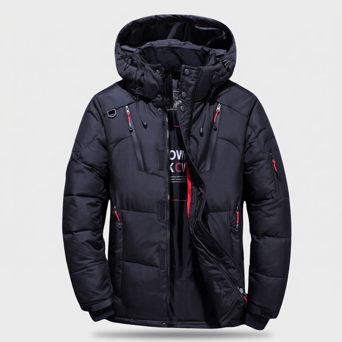 Herren Steppjacke mit 7 Taschen – Daunenjacke mit Kapuze für den Winter