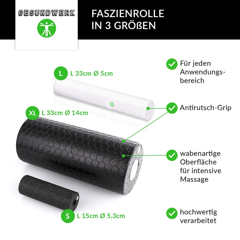 GESUNDWERK Faszienrollen Set - 10-teiliges Faszien Set mit Faszienrolle, Faszienball, Massageroller & Co. für Rücken, Wirbelsäule & Nacken