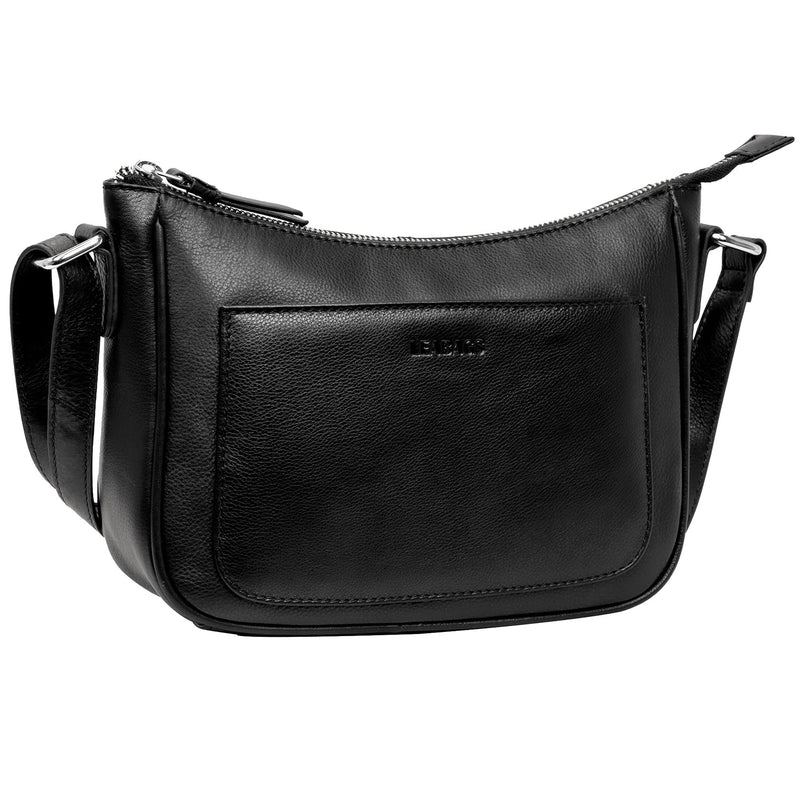 LEABAGS Kairo Umhängetasche I Echtes Leder I Handtasche für Damen I Schultertasche I 28x8x18 cm I Shopper Schwarz