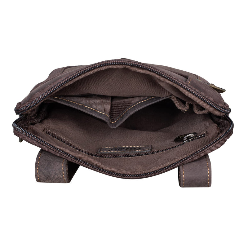 TALED Leder Umhängetasche Herren & Damen I Messenger Bag mit Schultergurt I Schultertasche I Arbeitstasche I Tragetasche I Handtasche I Echtleder Tasche I Nature Dunkelbraun