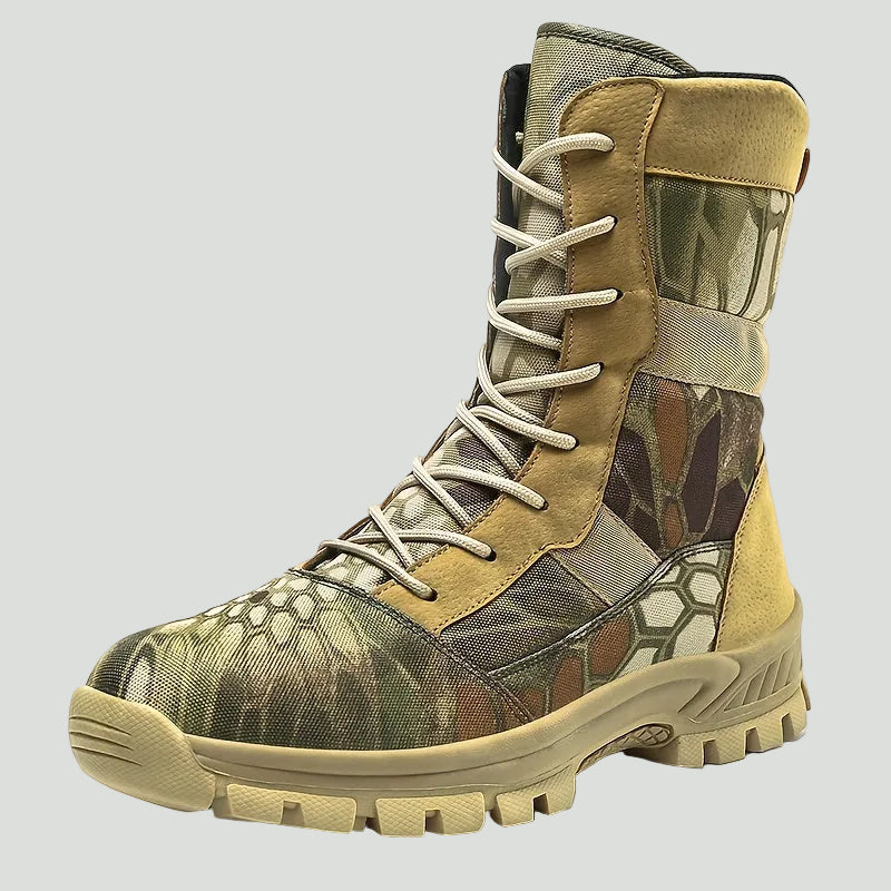 Camouflage High-Top-Wanderstiefel – atmungsaktiv, Schnürung