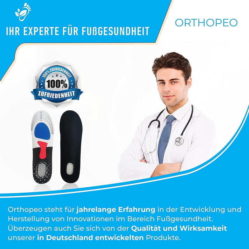 ORTHOPEO Orthopädische Einlegesohlen Knick & Senkfuß & Plattfuß I optimale Dämpfung & maximaler Halt I Universalgröße Herren I 1 Paar Schuheinlagen Akupressur & Akupunktur Schuhsohlen I Einlagen