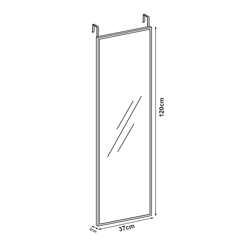 [en.casa] Türspiegel Lesina Hängespiegel mit Aluminiumrahmen Ganzkörperspiegel mit 2 Türhaken Wandspiegel für Eingang Schlafzimmer 120 x 37 cm Weiß