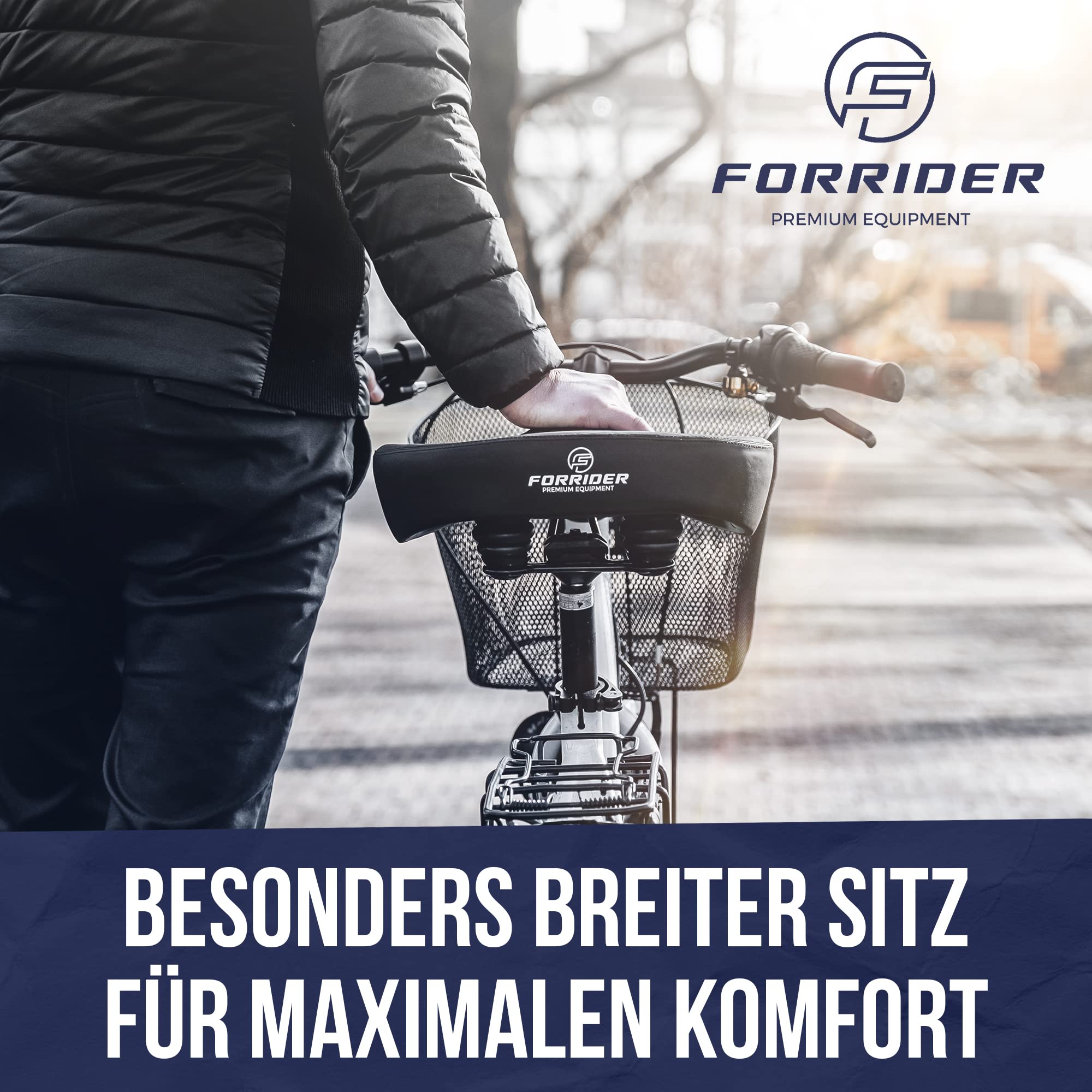 FORRIDER Fahrradsattel bequem | Ergonomischer Sattel mit Gesäßstütze [ÜBERGROSSE Sitzfläche] - City, Trekking, E-Bike, Heimtrainer – Damen & Herren